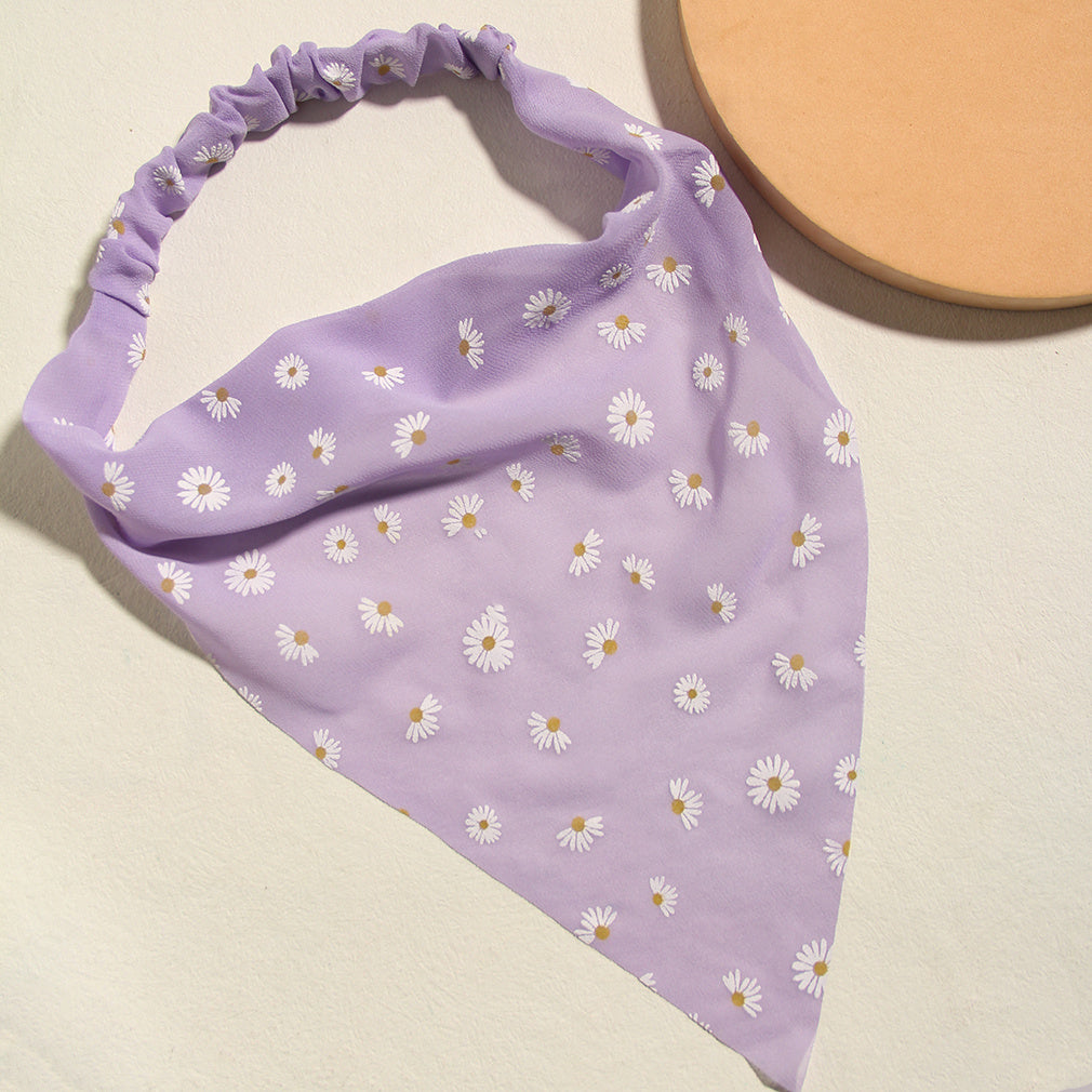 Daisy Print Headband Chiffon Scarf Hair Accessories