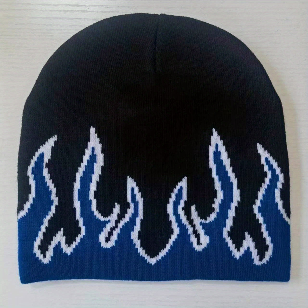 Y2K Flame Jacquard Beanie Unisex Hip Hop Knit Hat