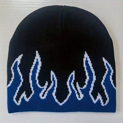 Y2K Flame Jacquard Beanie Unisex Hip Hop Knit Hat