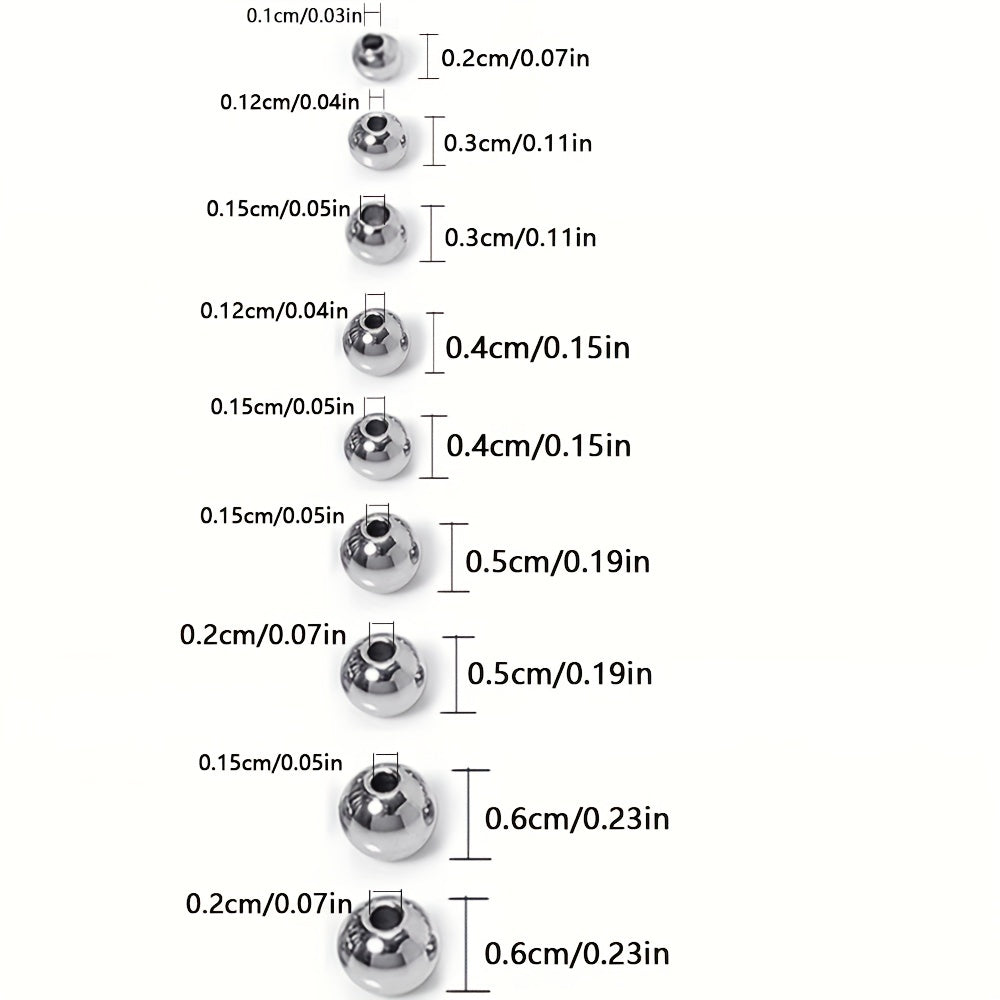 100pcs Stainless Steel Beads Big Hole Spacer Beads For Jewelry Making