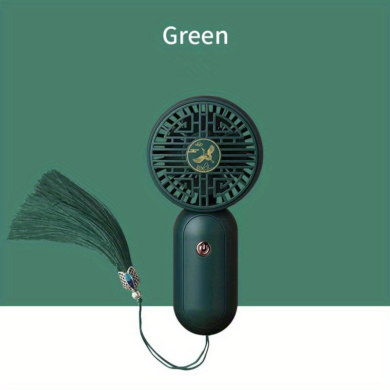 Chinese Style Mini Fan Handheld Fan USB Rechargeable Tassel Portable Fan