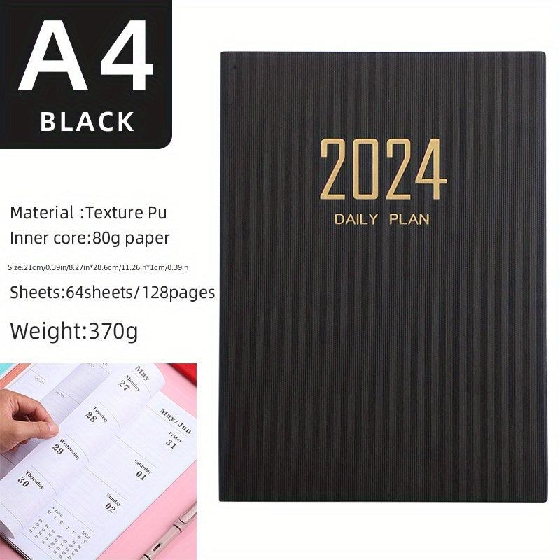 A4 English Schedule Book Leather Thin Section Weekly Calendar Notebook
