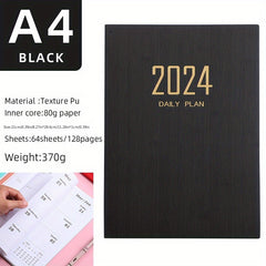 A4 English Schedule Book Leather Thin Section Weekly Calendar Notebook