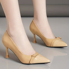 Women's Solid Stiletto Heels Point Toe Dress Heels Buckle Strap Pumps