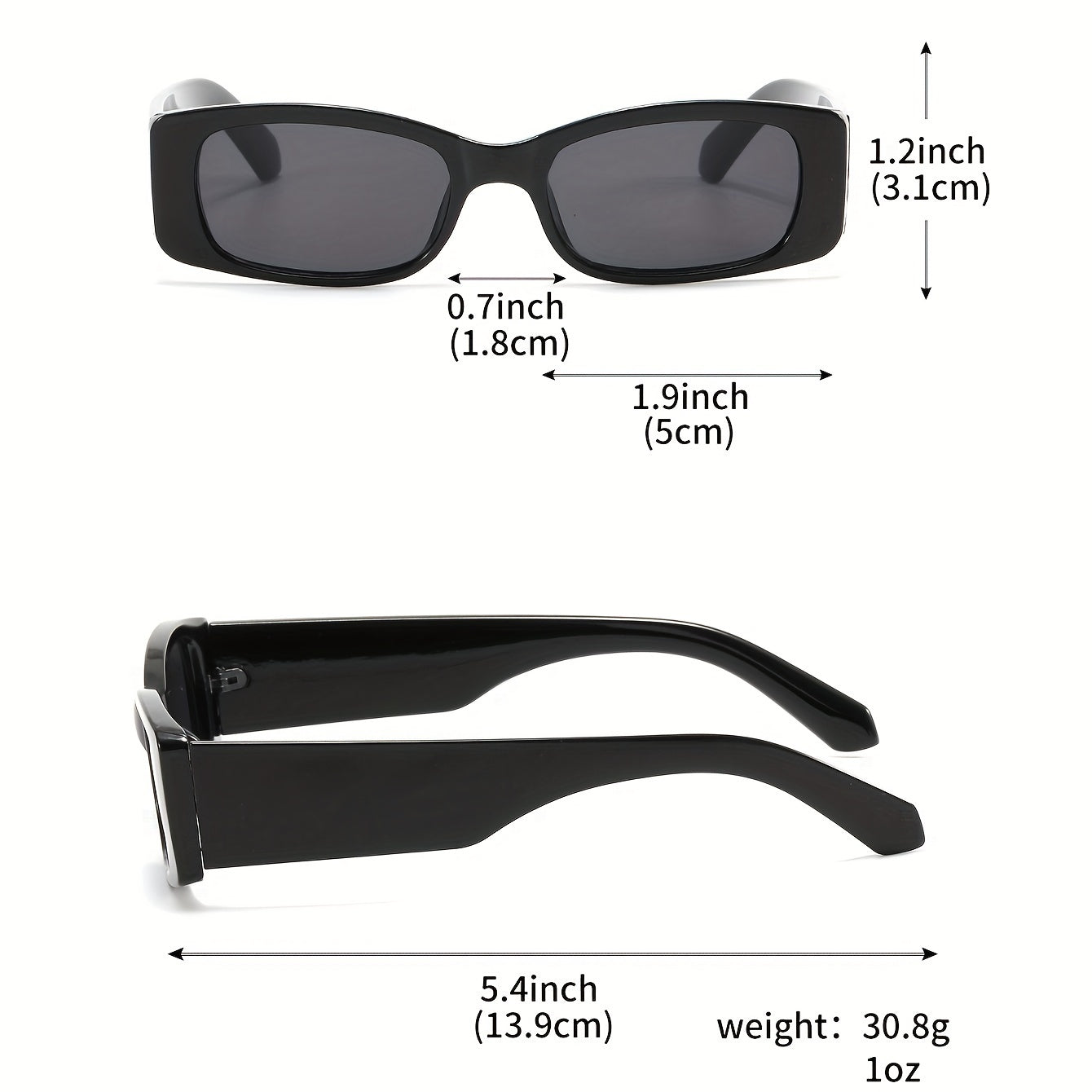 Rectangle Frame Sunglasses for Women Men Y2K Hiphop Solid Glasses