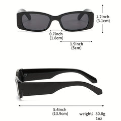 Rectangle Frame Sunglasses for Women Men Y2K Hiphop Solid Glasses