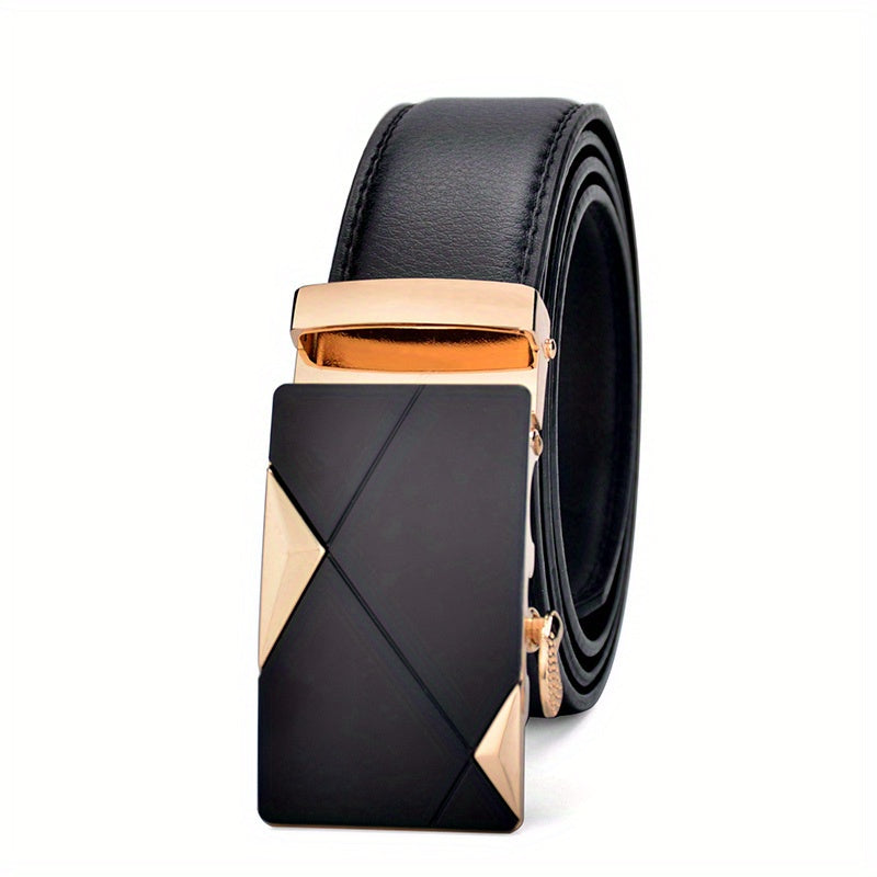 Men's Leather Belt with Metal Automatic Buckle
