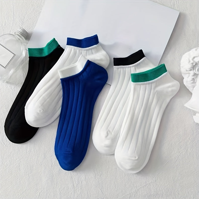5 Pairs Colorblock Crew Socks Soft & Comfy Low Cut Ankle Socks Women's Stockings