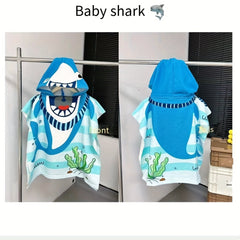 Cartoon Printed Hooded Bathrobe Wearable Wrap Towel