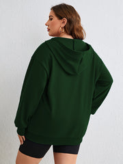  Long Sleeve Zip Hooded Coat with Pockets