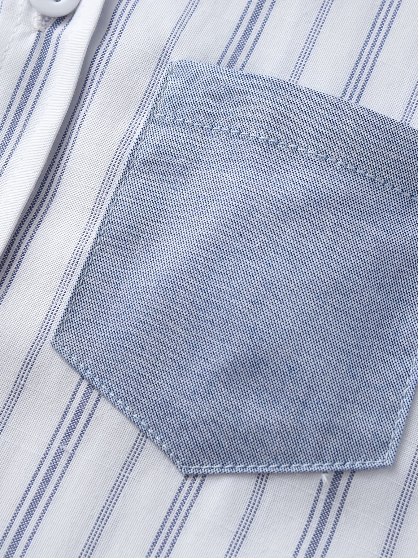 Boys Striped Shirt with Pocket Short Sleeve Lapel Shirt