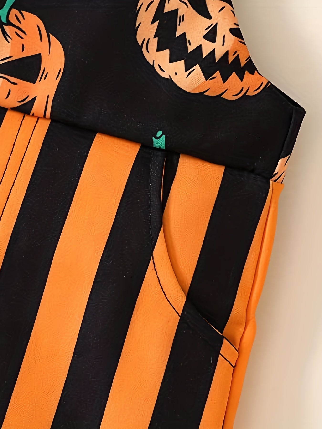 Toddler Girls Halloween Pumpkin Stripe Jumpsuit with Pocket