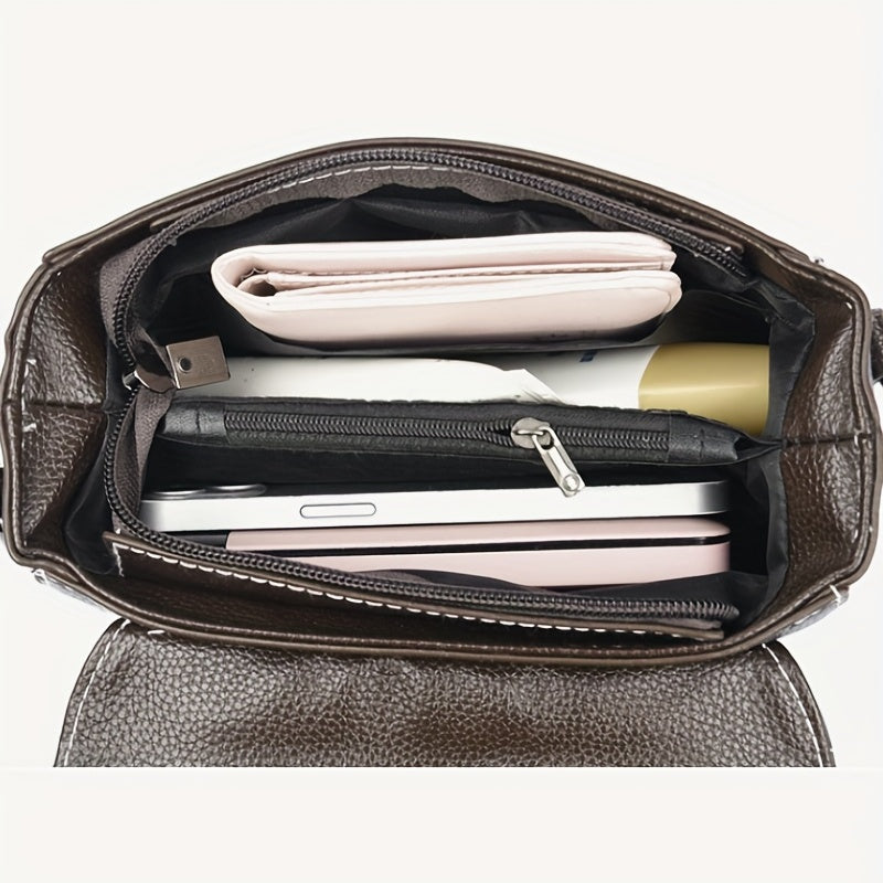 Minimalist Flap Crossbody Bag Vintage Shoulder Bag Women's Retro Handbag