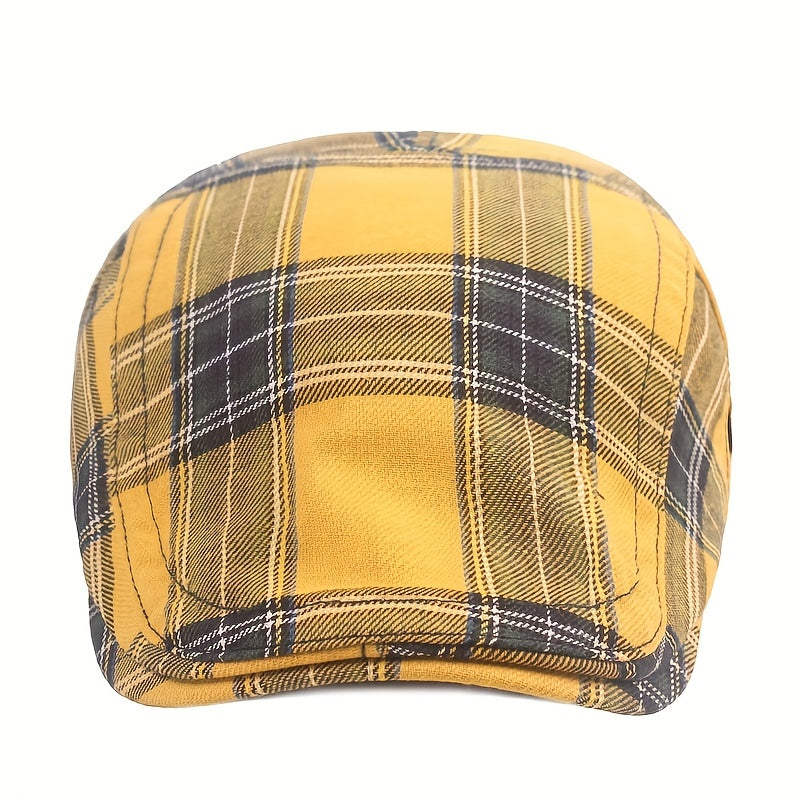 British Style Classic Plaid Vintage Beret Print Casual Cap