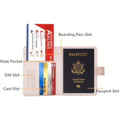 Leather Passport Holder RFID Blocking Travel Wallet