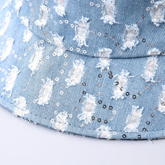 Sequin Decor Bucket Hat Lightweight Beach Basin Hat Unisex Hip Hop