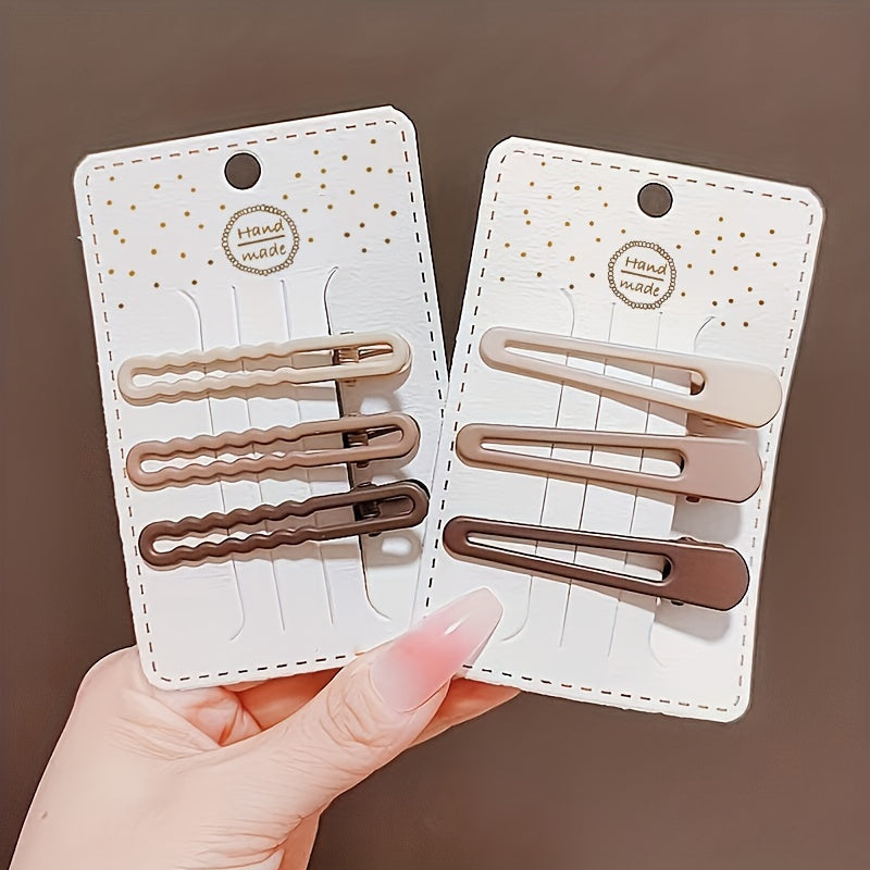 9pcs Geometric Brown Hair Clip Barrette Hair Accessories Women