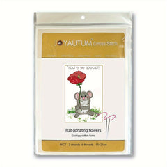 High Cross Stitch Animal Mouse Flower Rose Bedroom DIY Fabric Package