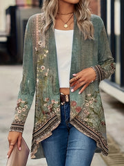  Floral Print Open Front Cardigan