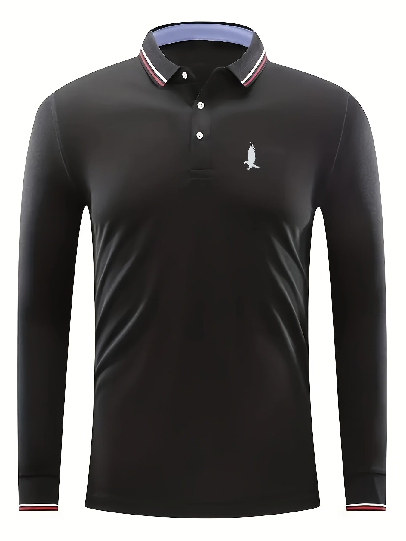 Eagle Pattern Men's Casual Long Sleeve Polo Shirt