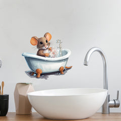 Mouse in Bathtub 3D Wall Sticker