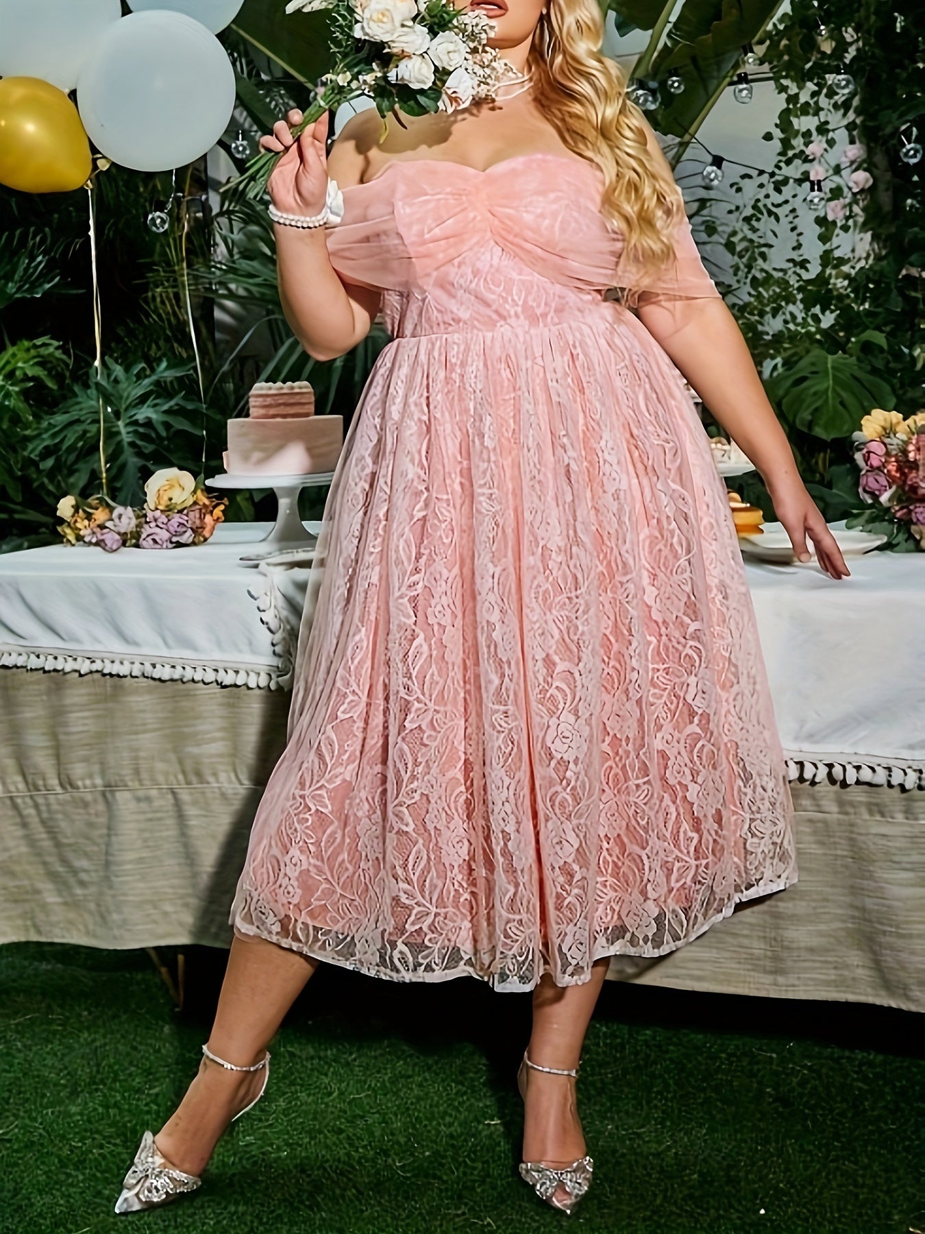  Lace Off Shoulder Bridesmaid Dress