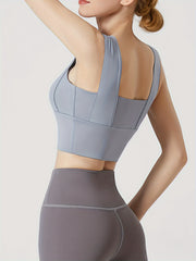 Wide Strap Sports Bra High Stretch Running Yoga Crop Top