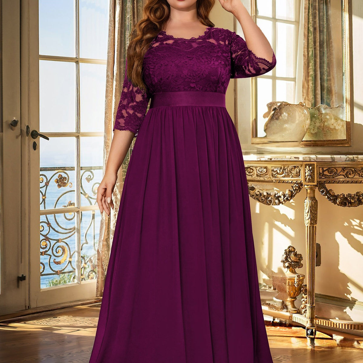  Lace Sleeve Maxi Wedding Dress