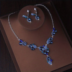 Bride's Wedding Jewelry Set Dark Necklace Earrings