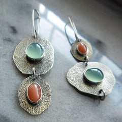 Bohemian Asymmetric Vintage Earrings, Synthetic Gemstone 1Pair