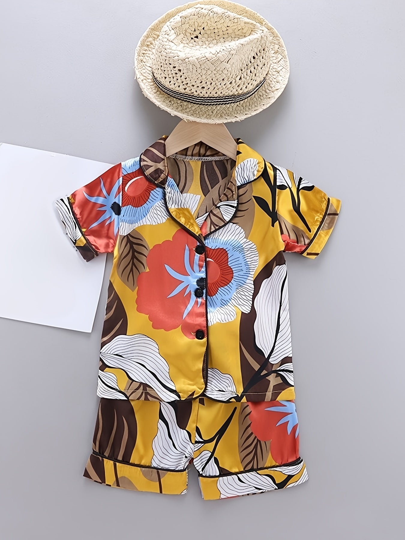 2pcs Toddler Girls Flowers Graphic Pajama Set