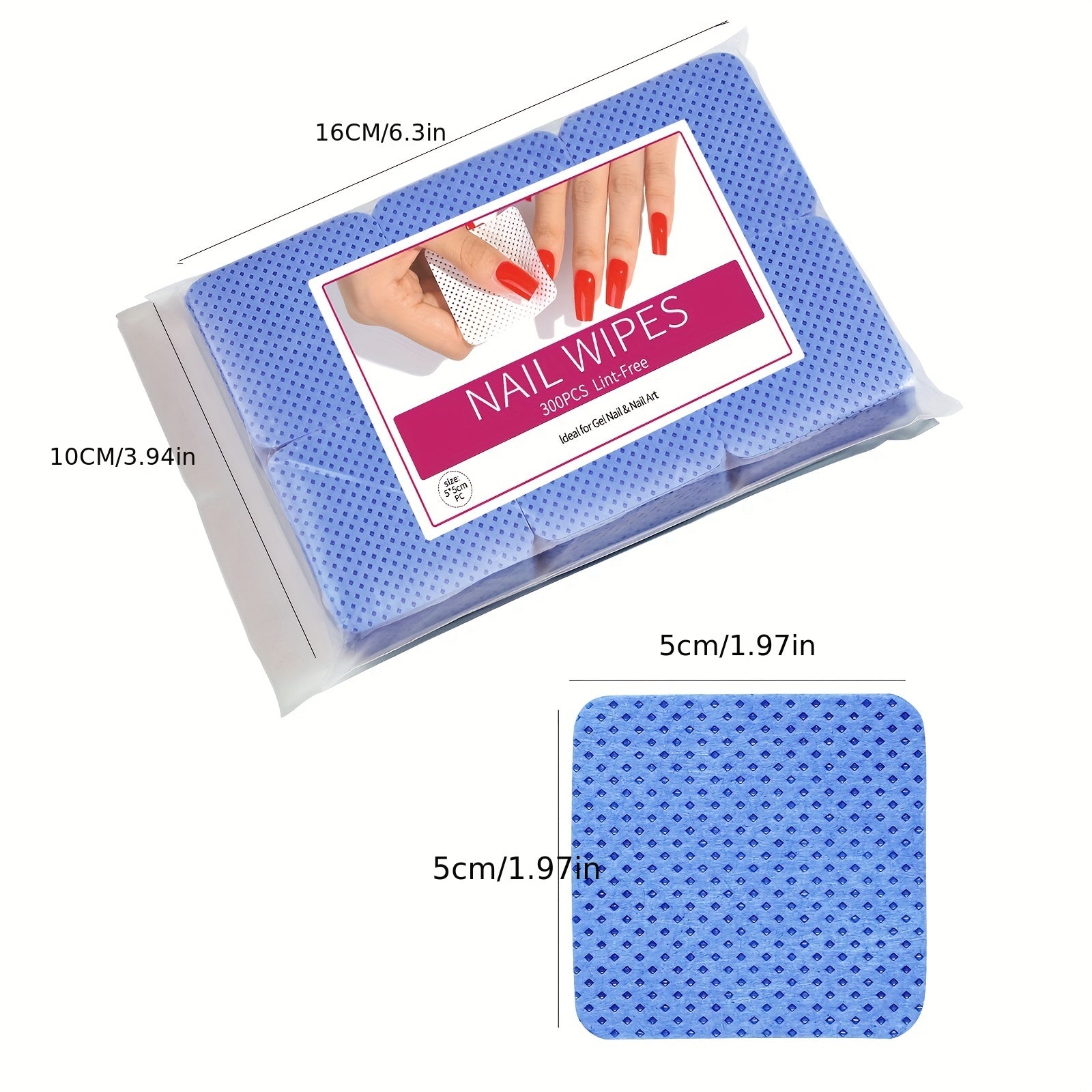 300pcs Lint Nail Wipes Gel Polish Remover Pads Eyelash Glue Cleaning