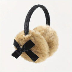 Y2K Style Fluffy Bowknot Earmuffs Pink Plush Warm Ear Covers for Women and Teens