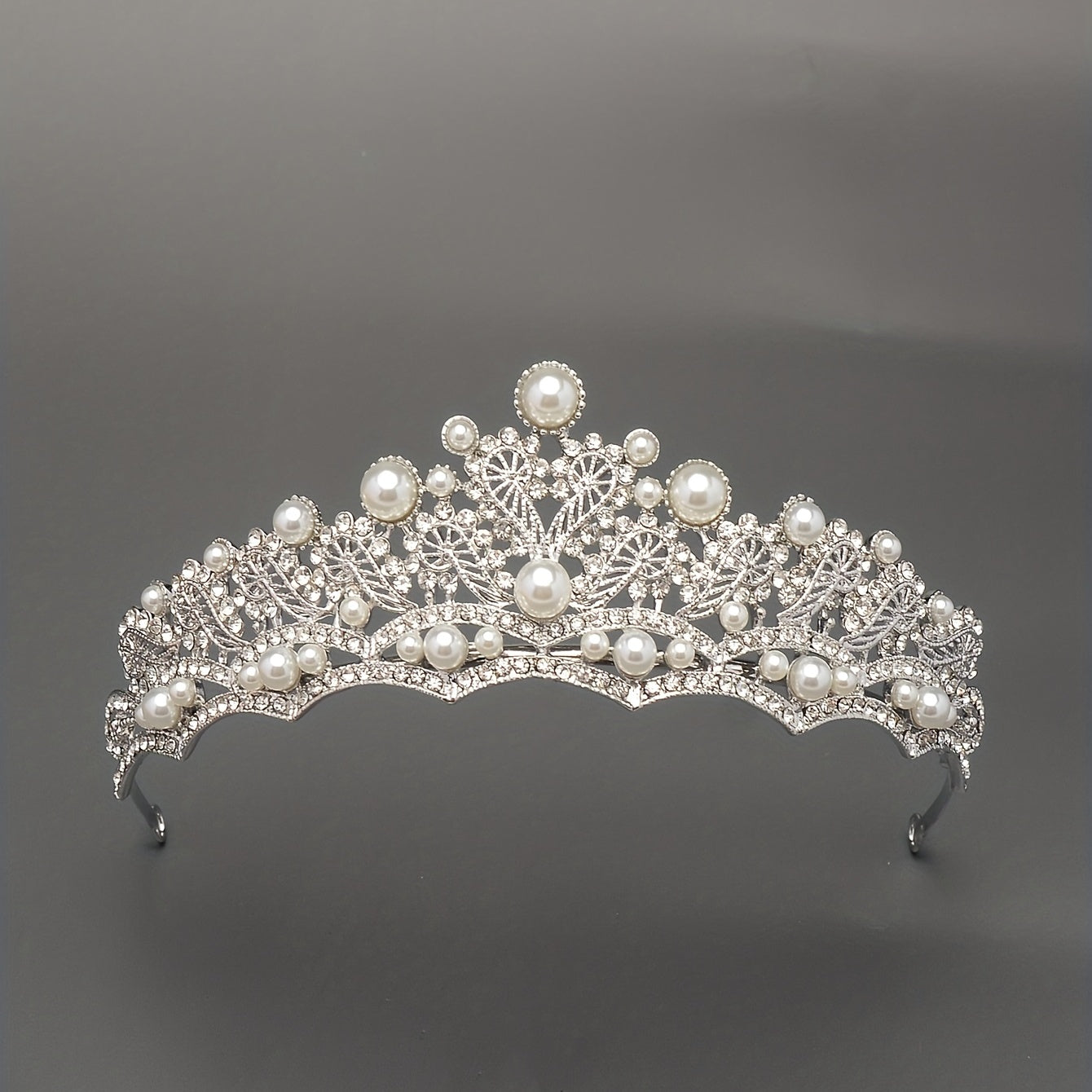 Bridal Tiara Headband Faux Pearl Rhinestone Crown
