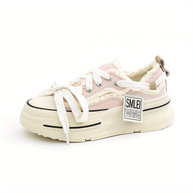 Women's Lace Up Canvas Shoes Casual Heightening Shoes