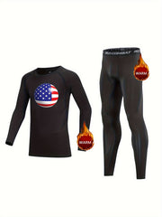 Kids US Flag Compression Fleece Set