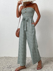 Boho Ditsy Floral Off Shoulder Jumpsuit