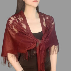 Classic Lace Veil Tassel Scarf Vintage Catholic Mantilla Head Covering