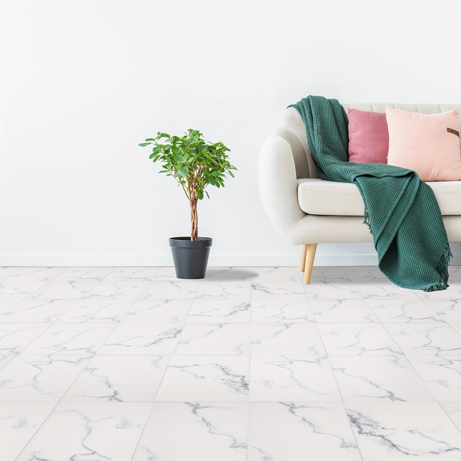 10pcs Marble Adhesive Floor Tiles Vinyl Flooring Peel And Stick Floor Tiles