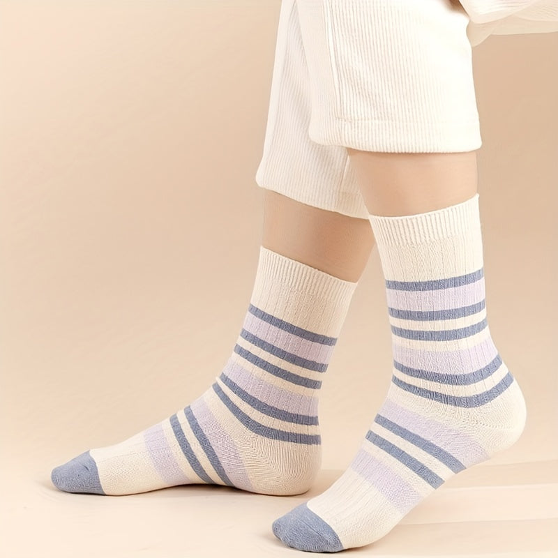Classic Striped Crew Socks for All-Day Comfort