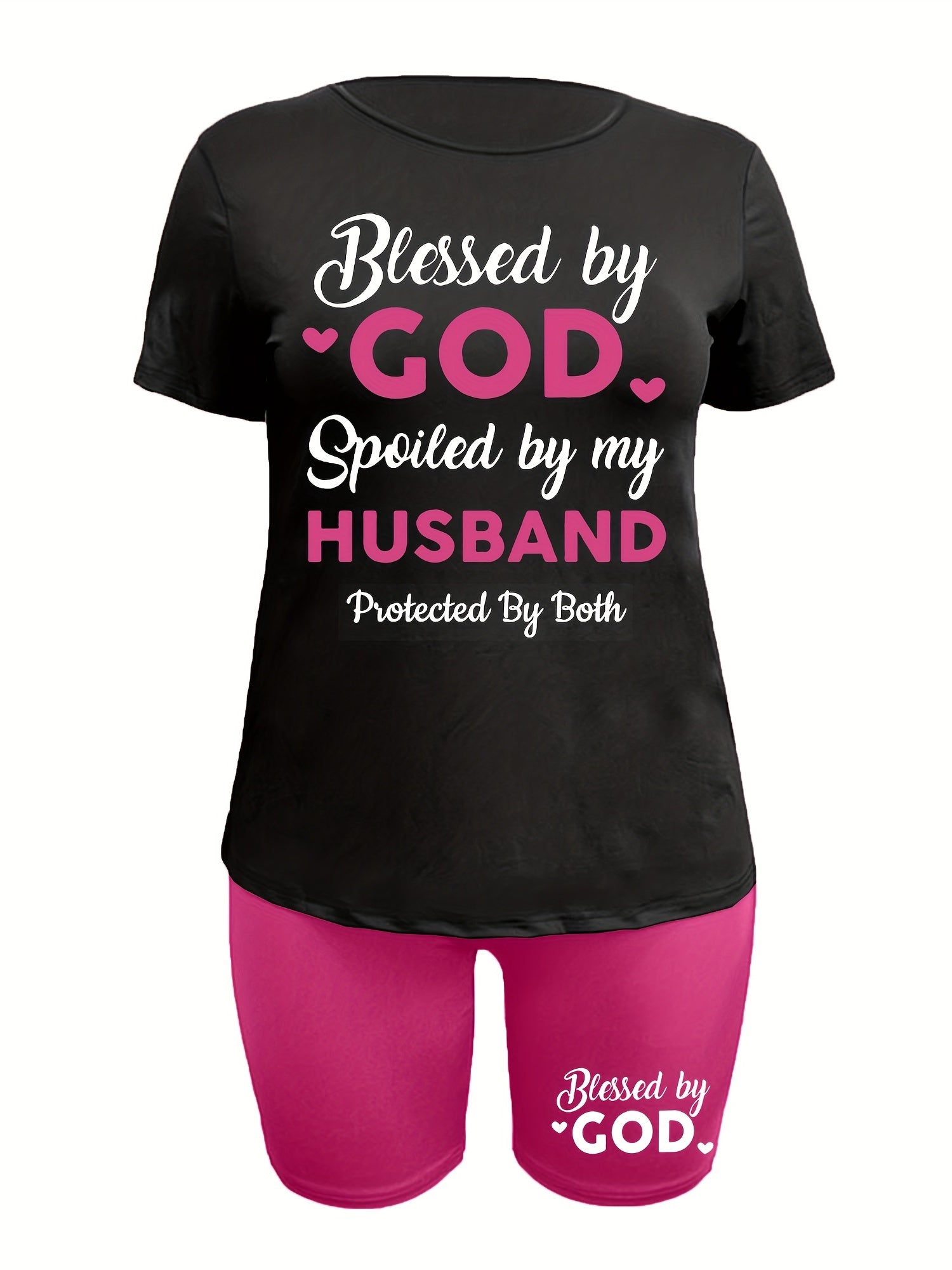  Heart & Art Print Tee & Shorts Set
