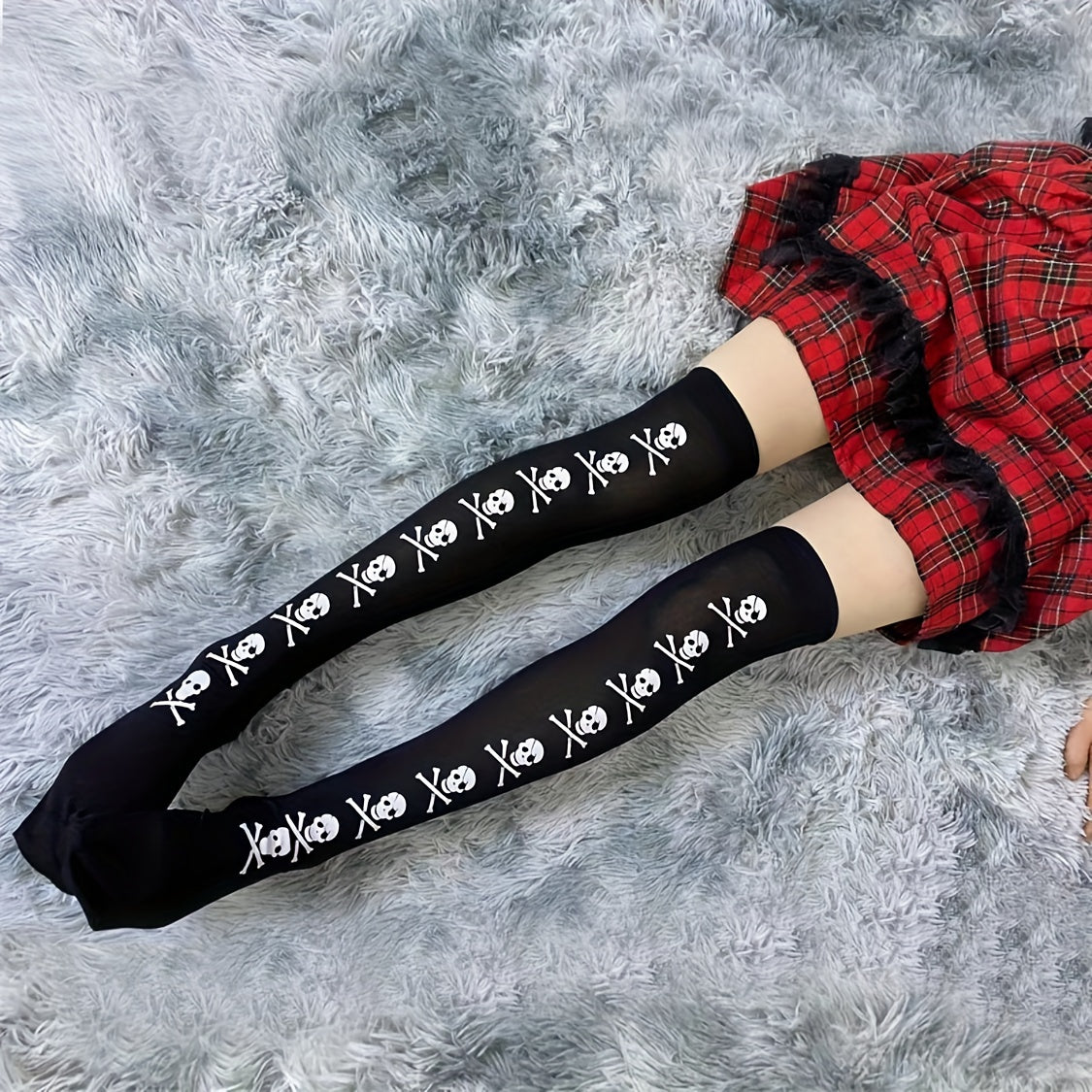 Halloween Party Stockings Spider Web Bat Skull Over The Knee Socks