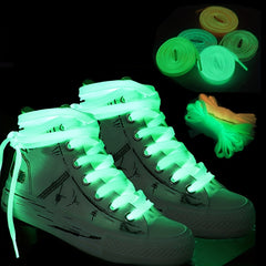 Fluorescent Shoelace Midnight Light Flat Wide Double Layer Sports Canvas Shoes