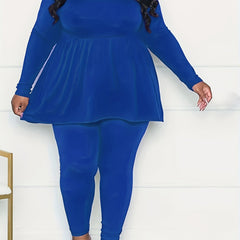  Peplum Top & Leggings 2 Piece Set