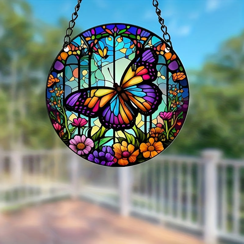 Plastic Butterfly Suncatcher Stained Glass Window Hanging