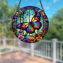 Plastic Butterfly Suncatcher Stained Glass Window Hanging