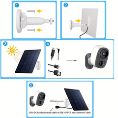3W 5V Solar Security Camera Charging Plate with 360 Rotation