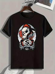 Skeleton Print Men's Graphic T shirt for Summer