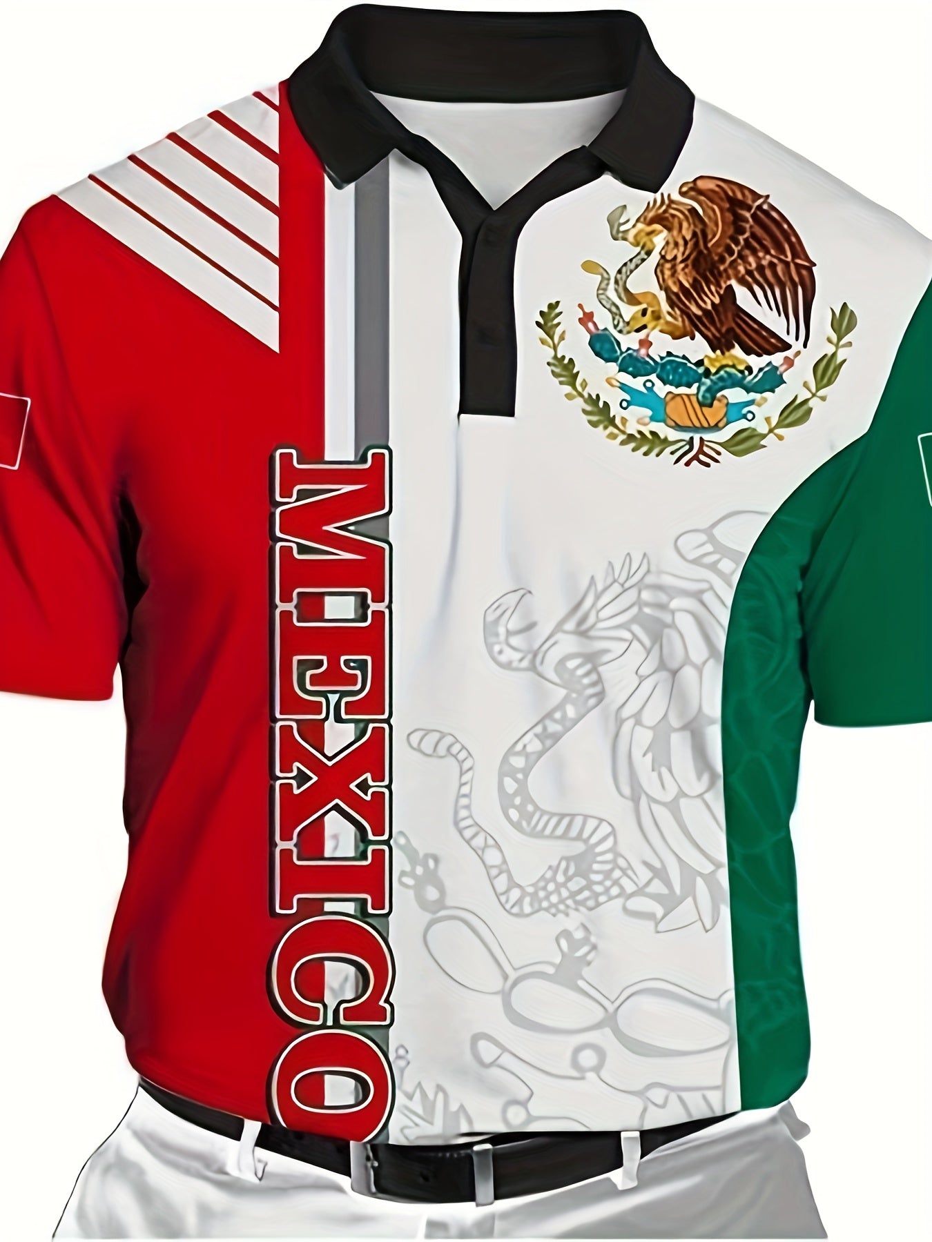 MEXICO Eagle Snake Stripe Men's Casual Comfy Shirt