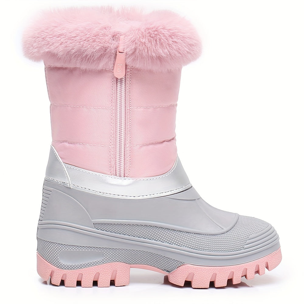 Girl's High Top Furry Snow Boots Warm Cozy Non slip Boots Plush